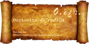 Osztovits Árpád névjegykártya