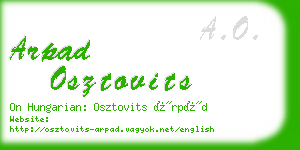 arpad osztovits business card